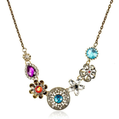 Senecio European Style Multicolor Floral Collection Colorful Choker Necklace - HalfPe