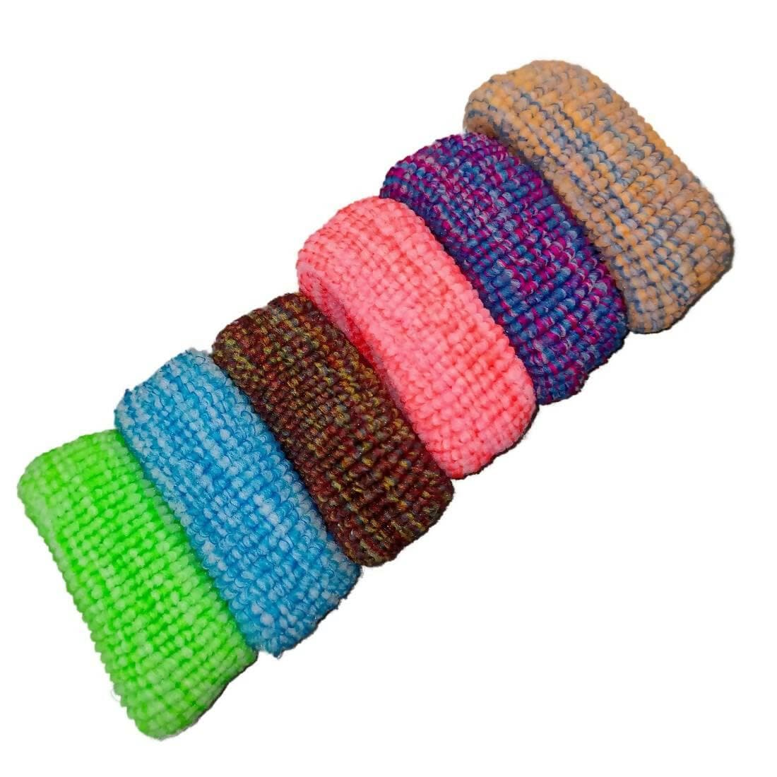 SENECIO 6 Pcs Multicolour Thick Cotton Wool Soft Bun Ponytail Holders For Women & Girls Rubber Band - HalfPe