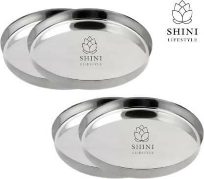 SHINI LIFESTYLE Stainless Steel Serving Plates (Pack of 4) - HalfPe