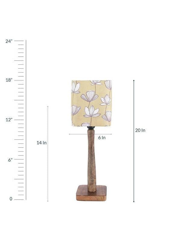 Mustard Flora Wooden Lamp - HalfPe