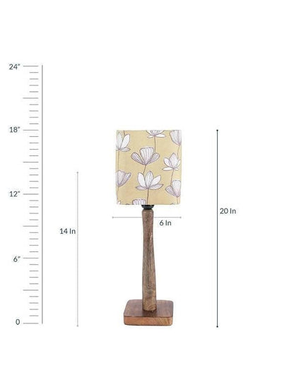 Mustard Flora Wooden Lamp - HalfPe