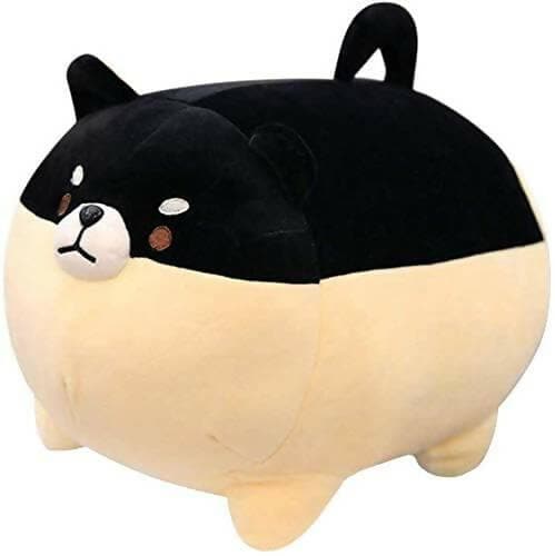 AVSHUB Shiba Inu Dog Soft Toy for Kids Animal Cute Teddy Bear (Black/Cream) (Size 30 cm) - HalfPe