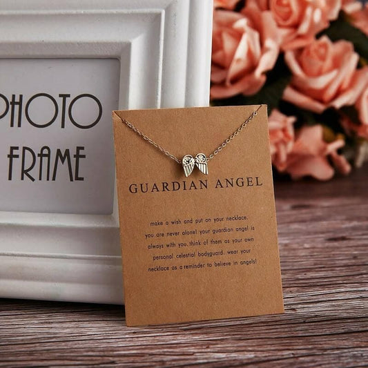 Pinapes Guardian Angel Charm Pendant Necklace with Wish Card for Women and Girls - HalfPe