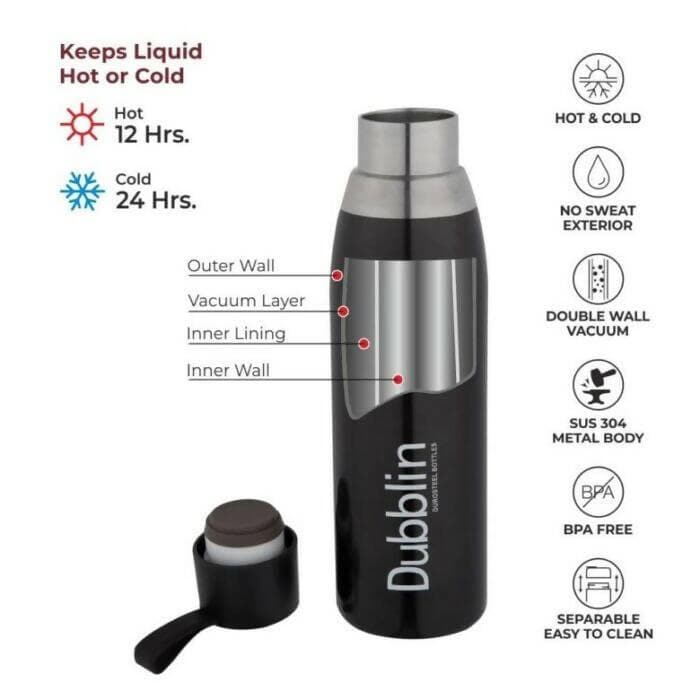 Dubblin Dolphin Premium Stainless Steel Water Bottle (750 ml) - HalfPe