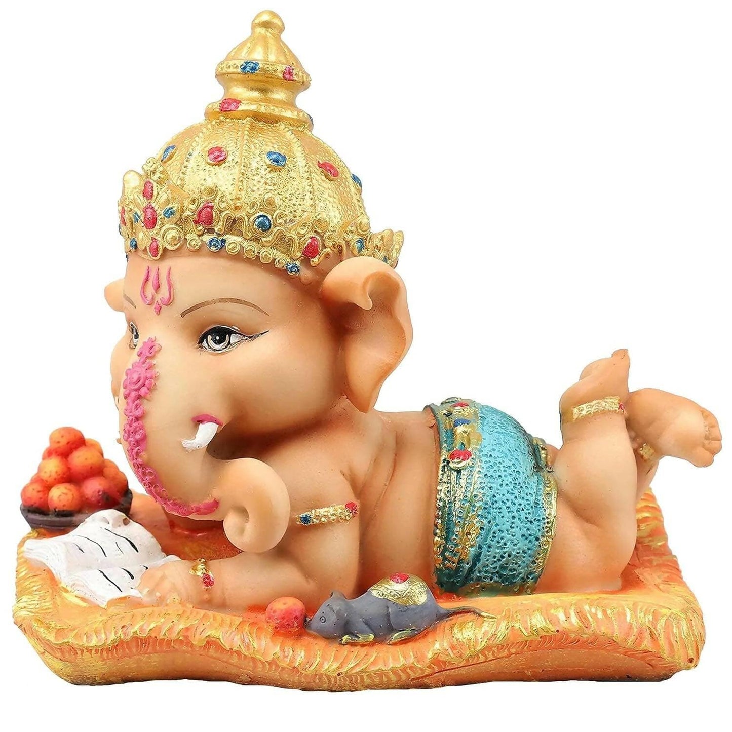 Decorative Ganesh Idol Statue Showpiece (Multi, 16 cm X 12.9 cm) - HalfPe