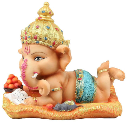 Decorative Ganesh Idol Statue Showpiece (Multi, 16 cm X 12.9 cm) - HalfPe