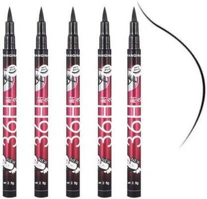 INDIANA HUDA 5 PCS (36H) Waterproof Liquid Eyeliner Make Up Beauty,Longlast Eye Liner Pencil 15 ml (BLACK) - HalfPe