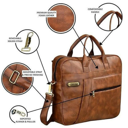 LOREM Tan Color Faux Leather 10L Messenger Bag For Men & Women - HalfPe