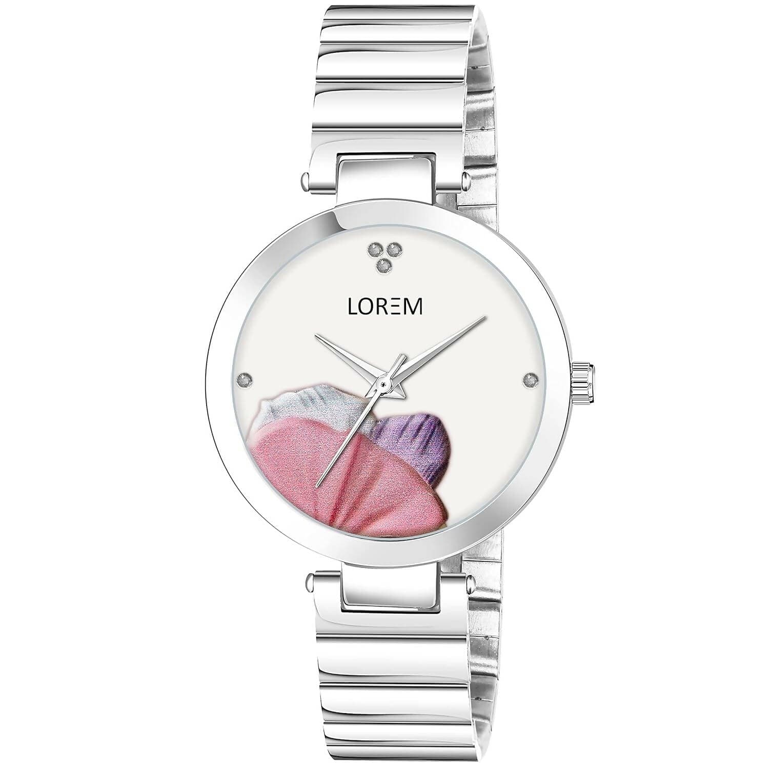 LOREM White Flower Designer Analog Watch For Women - HalfPe