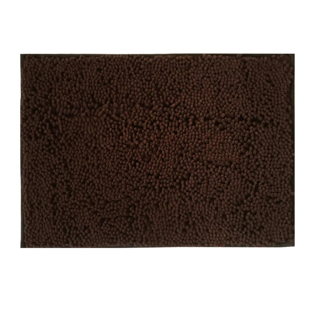 Lushomes Bathroom Mat, 2200 GSM Floor, bath mat Mat with High Pile Microfiber, anti skid mat for bathroom Floor, bath mat Non Slip Anti Slip, Premium Quality (20 x 30 inches, Single Pc, Dark Brown) - HalfPe