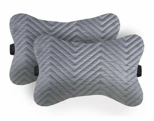 Car Seat Neck Rest Pillow, Cushion For All Cars, Premium Designer Quilted Velvet Lumbar (set of 2) - HalfPe