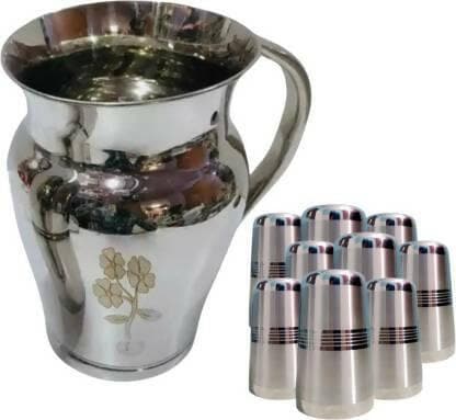 SHINI LIFESTYLE Steel Jug And Glasses (Pack of 10) - HalfPe