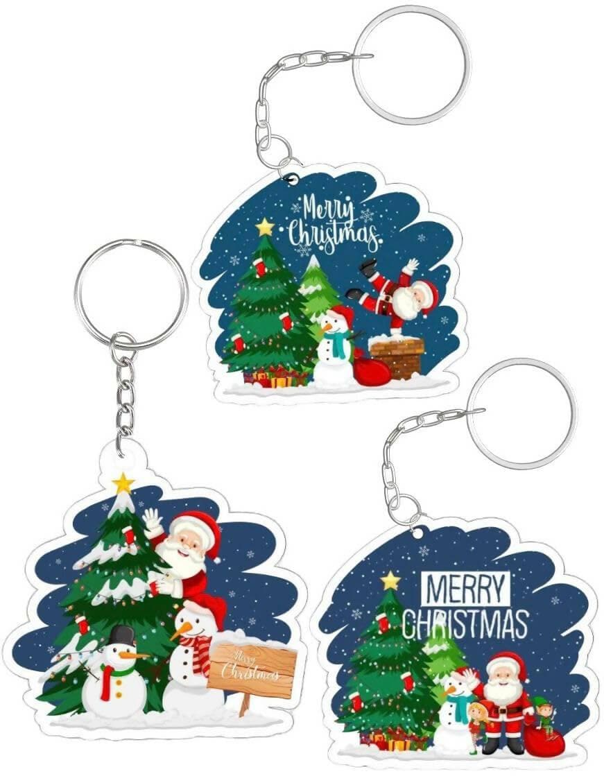 Le Delite Santa Claus Christmas Snowman Tree Deer Keychain (Pack of 10) - HalfPe