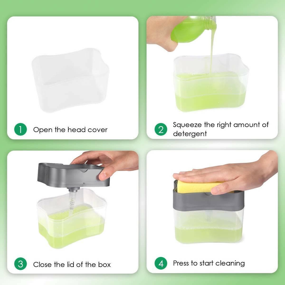 Dishwashing Liquid soap Pump For Kitchen (400 ML with Sponge Holder) - HalfPe