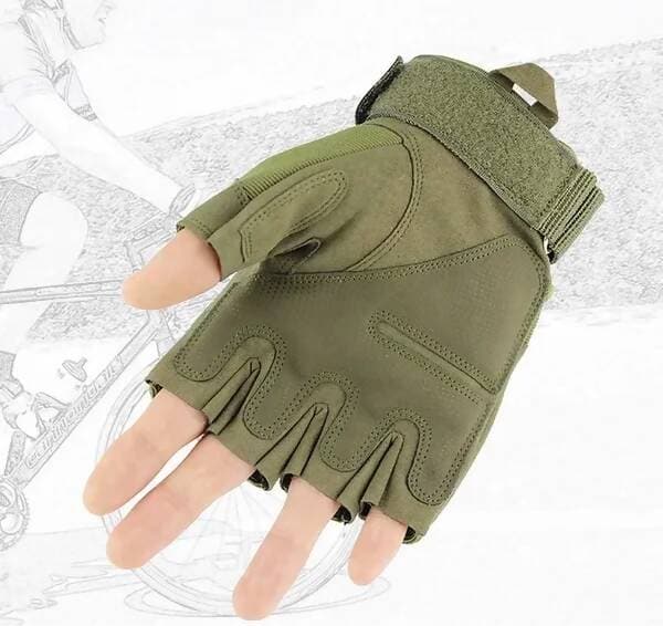 Fingerless Half Gloves Riding Gloves (Green) - HalfPe