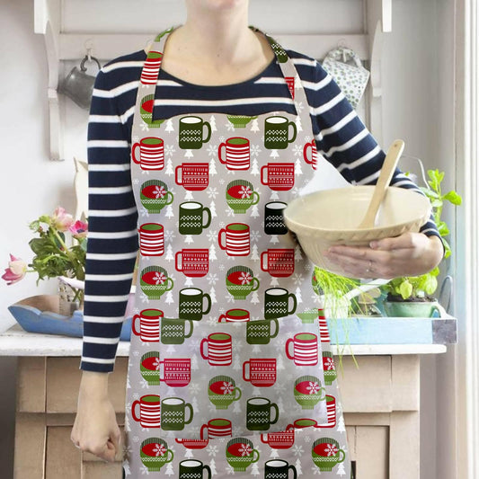 Lushomes Cotton Kitchen Apron for Women, Grey Printed Cooking Apron for men, cooking aprons for women, kitchen apron for men, Cotton Absorbant, aprin, apren, Apron Size: 60X80 Cm; Pack Of: 1 - HalfPe