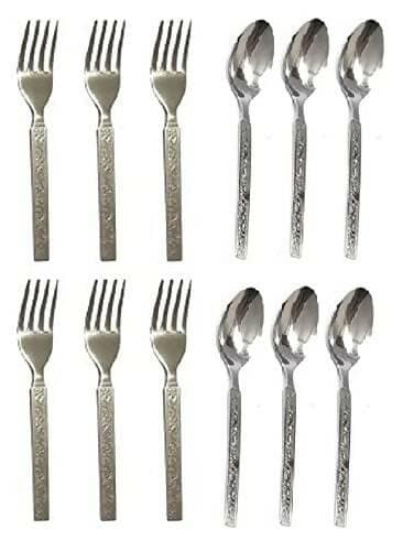 Stainless Steel Dinner Table Spoons & Forks (Pack of 12) - HalfPe