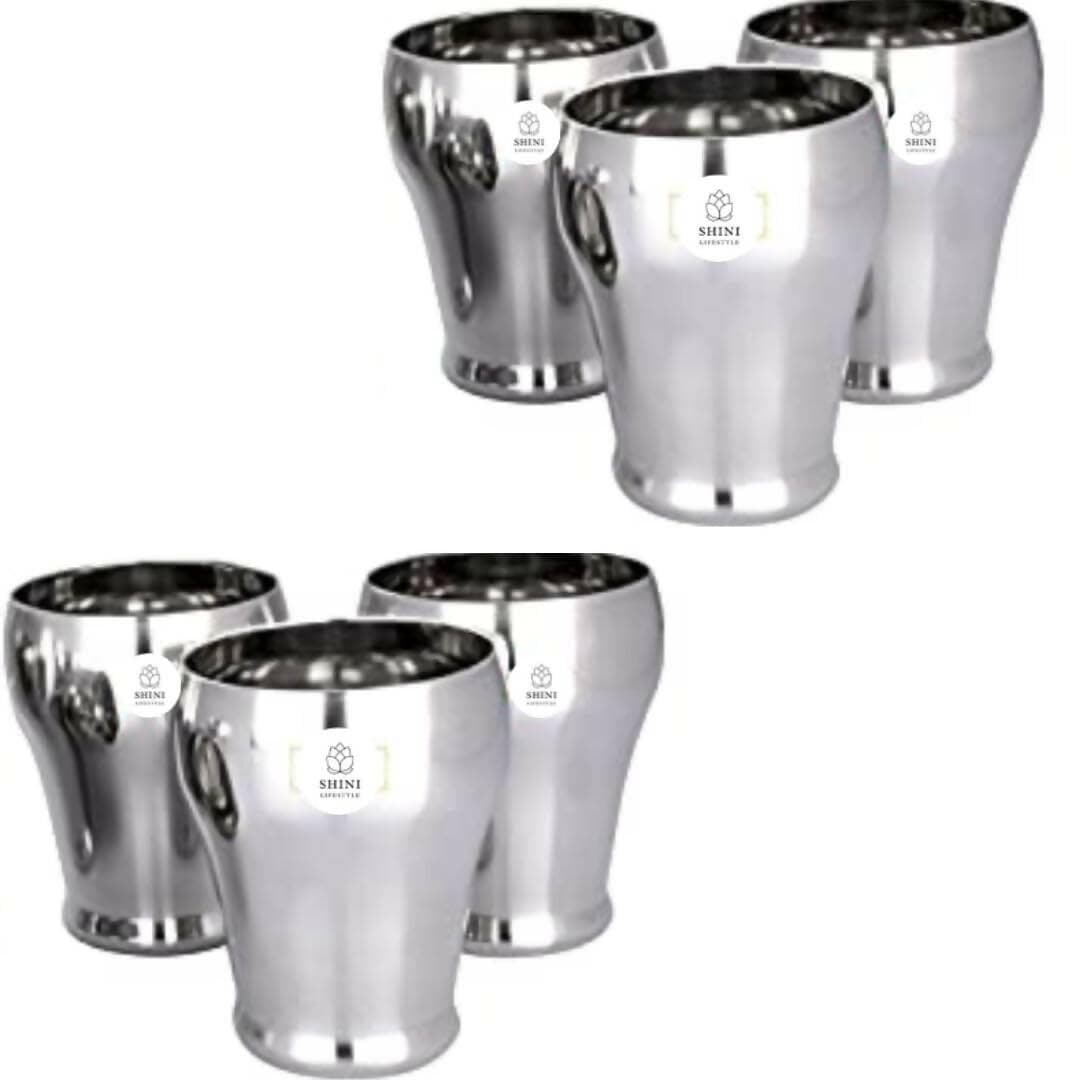 SHINI LIFESTYLE Steel Floral Design Jug and 6pc Premium Matka Glasses - HalfPe