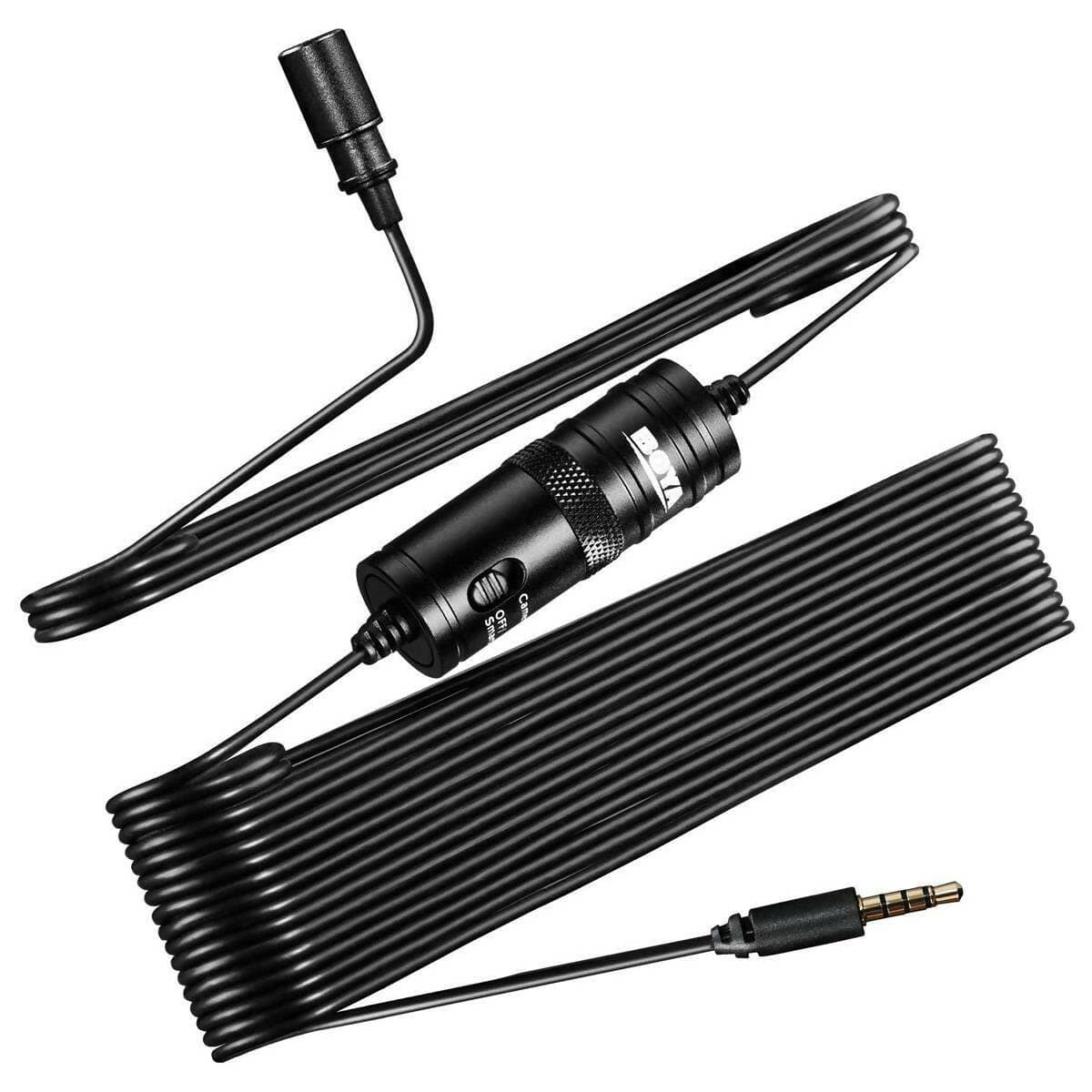 Boya ByM1 Auxiliary Omnidirectional Lavalier Condenser Microphone with 20ft Audio Cable - HalfPe