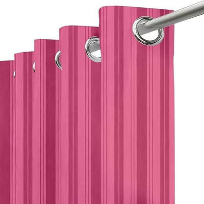 Lushomes shower curtain, Striped Pink bathroom curtains, Polyester waterproof 6x6.5 ft with Metal 10 Eyelets, non-PVC, Non-Plastic, For Washroom, Balcony for Rain(Size: 6 ft W x 6.5 Ft ) - HalfPe