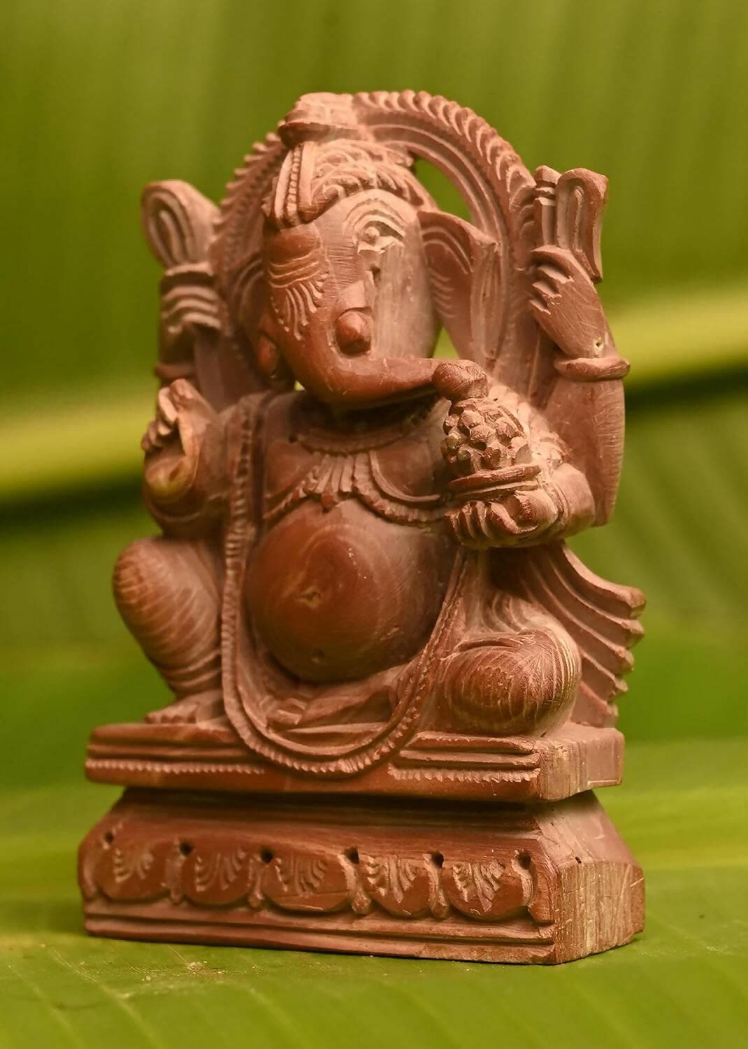 KariGhar Stone Hand Carved Ganesh Idol for Home - HalfPe