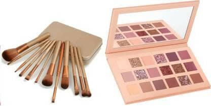 Bingeable HDA Colors Pigmented Nude Beauty Eye Shadow Palette& Naked Brush Set With Storage Box (13 Items in the set) - HalfPe