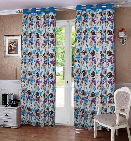 Lushomes Door Curtain, Watercolor Printed Cotton Curtains for Living Room/Home with 8 Eyelets & Printed Tiebacks, Door Curtain, Curtain 7.5 Feet, Screen for Window, (Size 54x90 Inches) - HalfPe