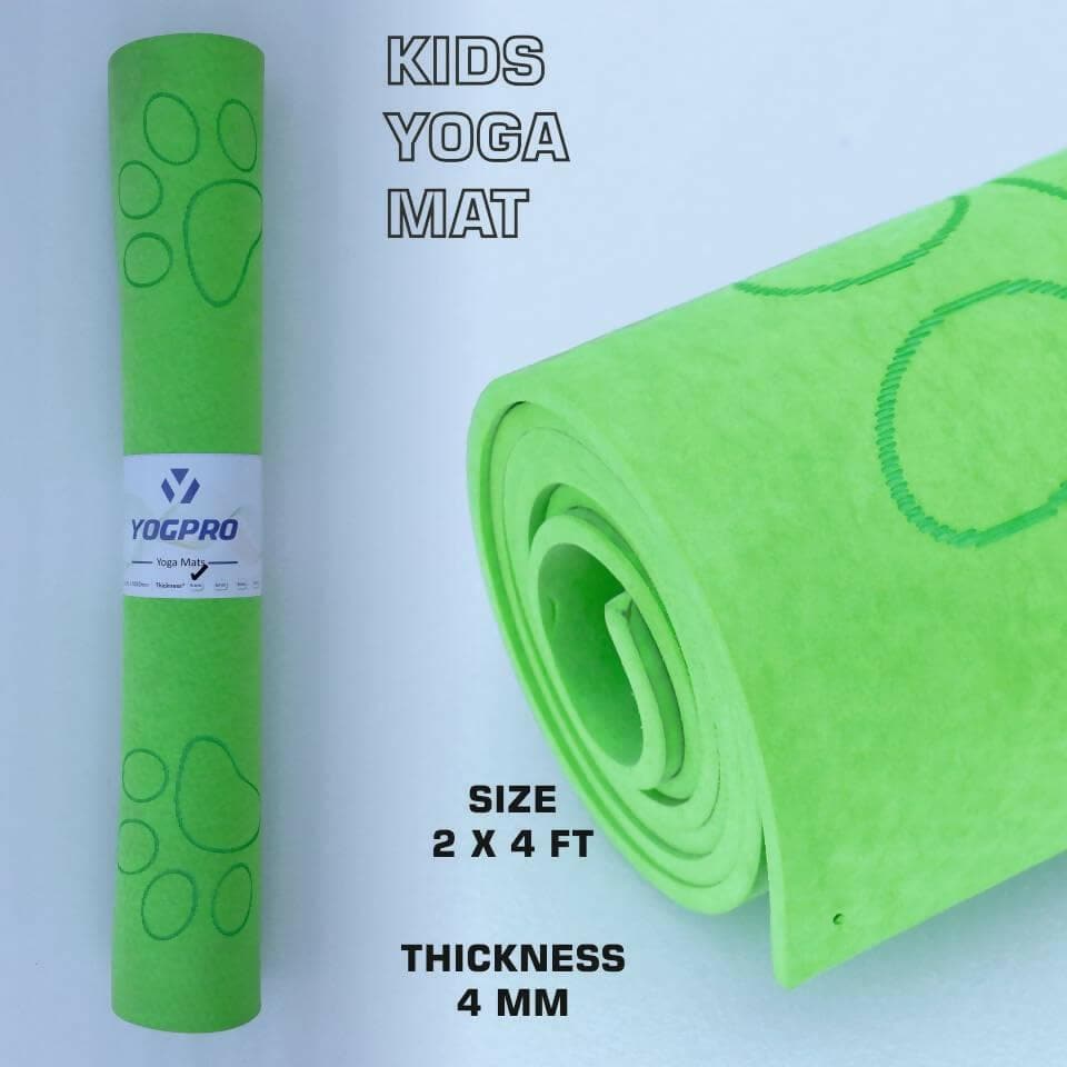 YOGPRO Kids Yoga Mat with Carrying Strap for Children Workout (Green) - HalfPe