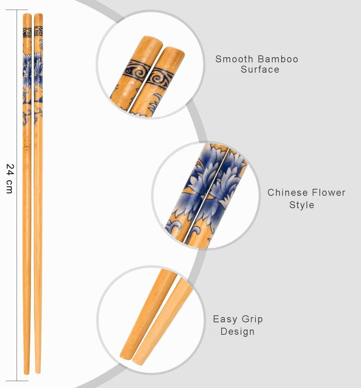 Natural Bamboo Reusable Chopsticks (20 Pairs) - HalfPe