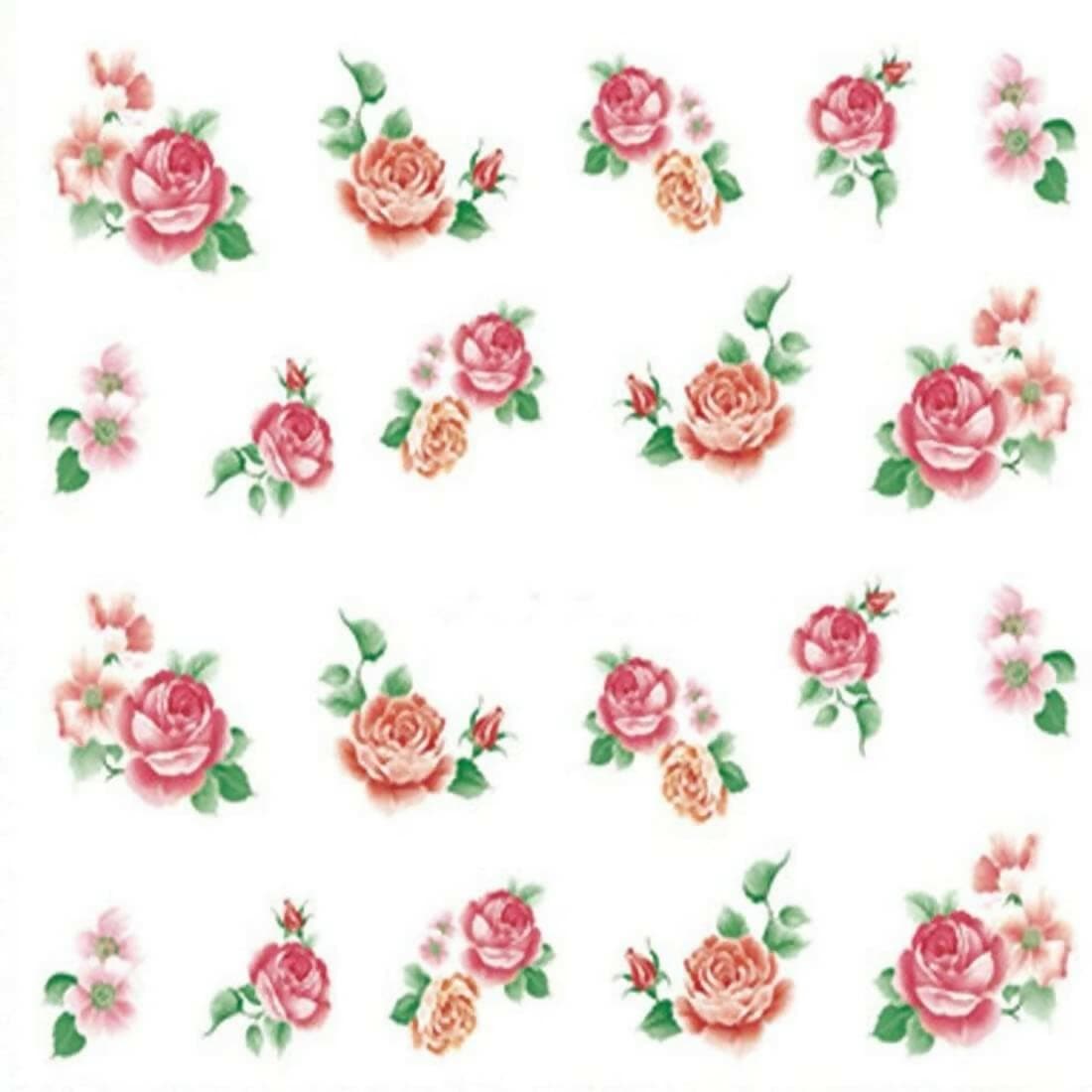 SENECIO Orange Rose Nail Art Manicure Decal Water Transfer (Sticker 2 Sheets) - HalfPe