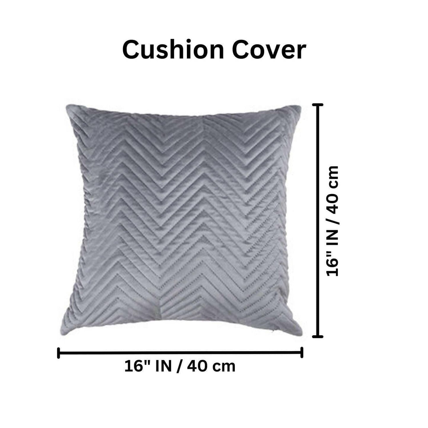 Quilted Velvet Cushion Cover with Top Zipper, Pillow Covers, Square, Big Sofa Cover, 16 x 16 Inches, Pack of 1, cushion covers 16 inch x 16 inch, festive cushion covers (40x40 Cms, Grey) - HalfPe