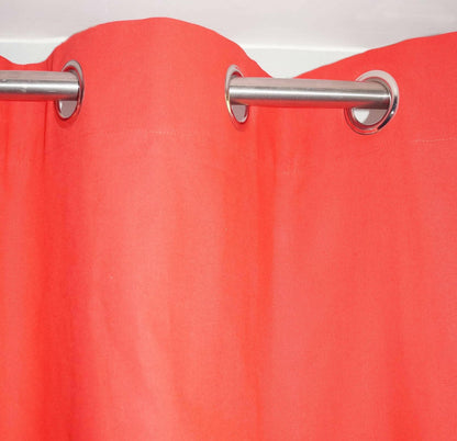 Lushomes curtains 9 feet long, Cotton Curtains, Door Curtains, Red, Cotton Curtains for Living Room/Home with 8 Eyelets for Long Door (54x108 Inches) - HalfPe