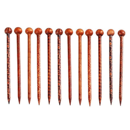 SENECIO Ethnic Retro Printed Hair Stick For Juda & Bun Pin (Pack of 12Pc) - HalfPe