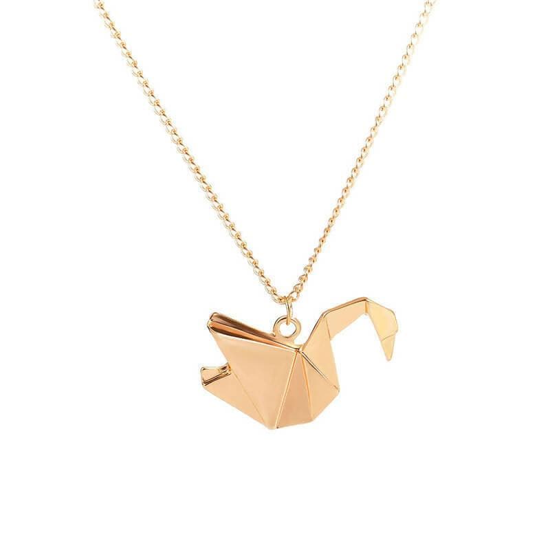 Pinapes Origami Pendant Necklace – Gold Colour| Birthday Gifts for Girls & Women, Fancy Jewellery - HalfPe