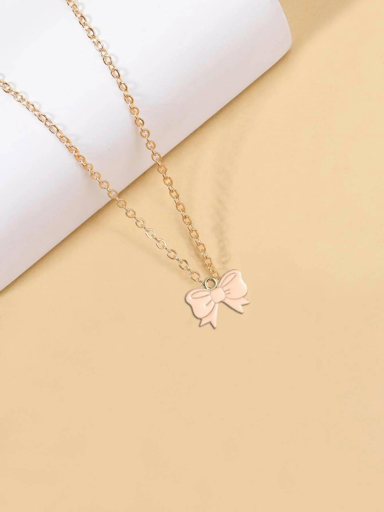 Pinapes Bow Cream Inspirational Necklace Gifts For Women Teen Girls - HalfPe