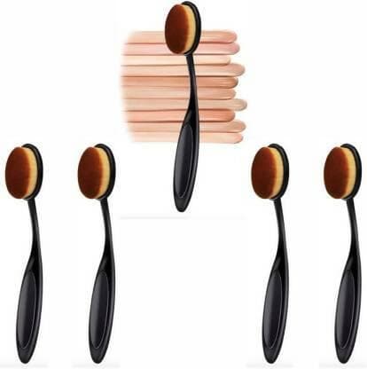 Bingeable 5 Pcs Oval Professional Makeup Brushes Set Soft Synthetic Multi Purpose Makeup Brushes Set (PACK OF 5) (Gold) - HalfPe