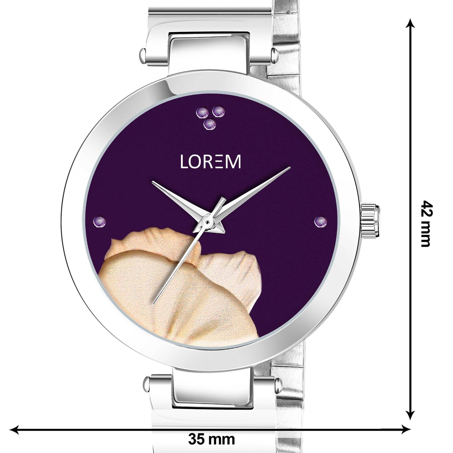 LOREM Purple Flower Designer Analog Watch For Women - HalfPe