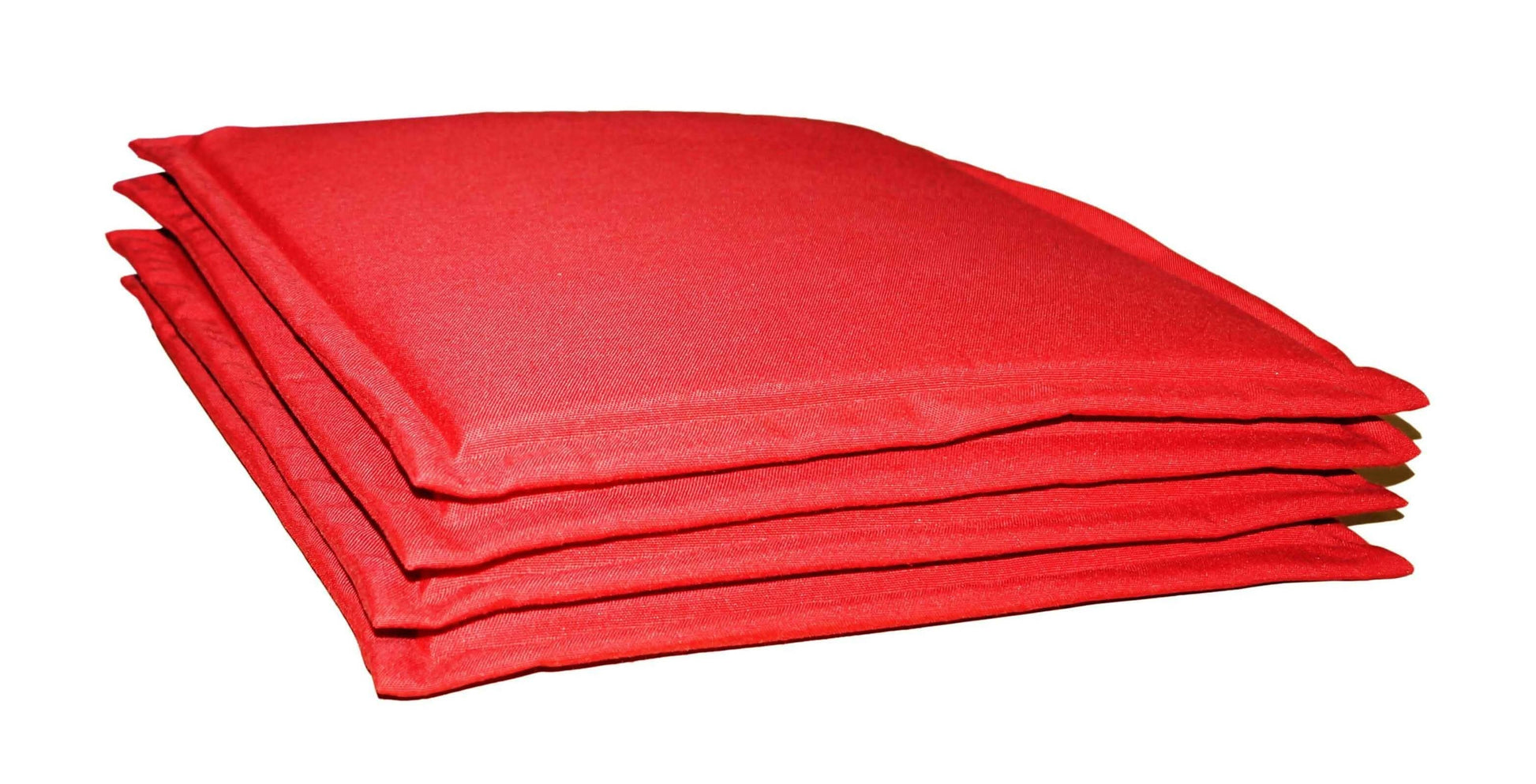 Lushomes Chair Pads set of 4, Red, Reversible, driver seat cushion for car, Waterproof Polyester Fabric, tie up cushions for chairs, (15x15 Inch, 1/2 Inch Foam Height, 4 Pc) - HalfPe