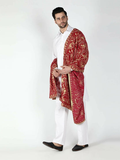 Moda Chales Men's Shawl (Red) - HalfPe