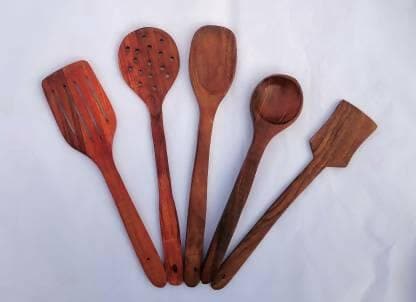 Wooden Kitchen Spoons (Pack of 5) - HalfPe