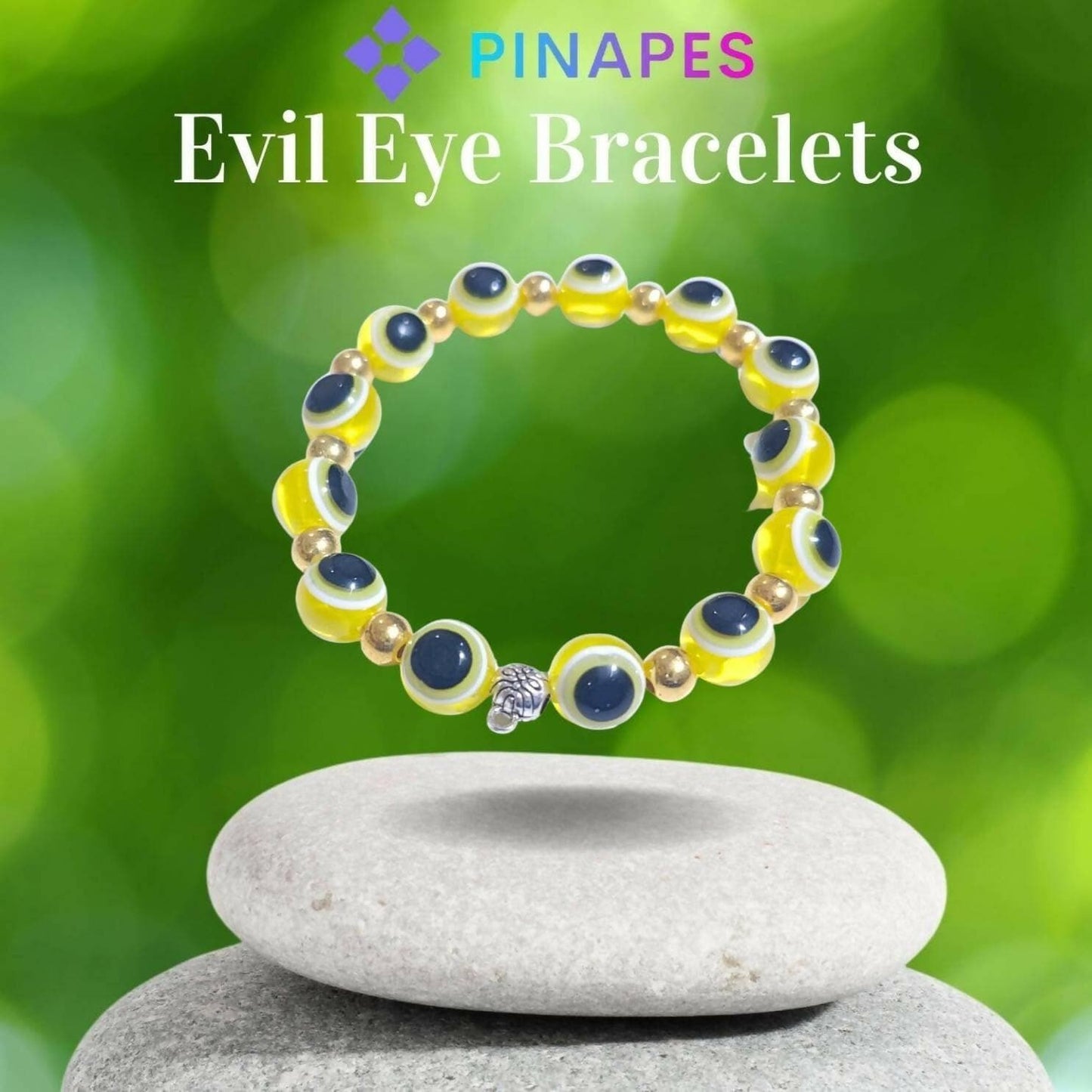 Pinapes yellow Stylish Evil Eye Bracelet (pack of 2) - HalfPe