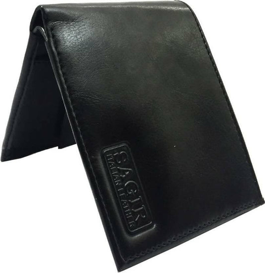 Men Black Artificial Leather Wallet (5 Card Slots) - HalfPe