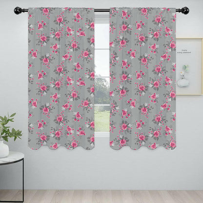 Lushomes window curtains 6 feet set of 2, curtain for windows 6 feet, screen for window, curtains for window, Semi sheer curtains, rod pocket curtains (Pack of 2, 57x72 Inch, Grey Flowers) - HalfPe