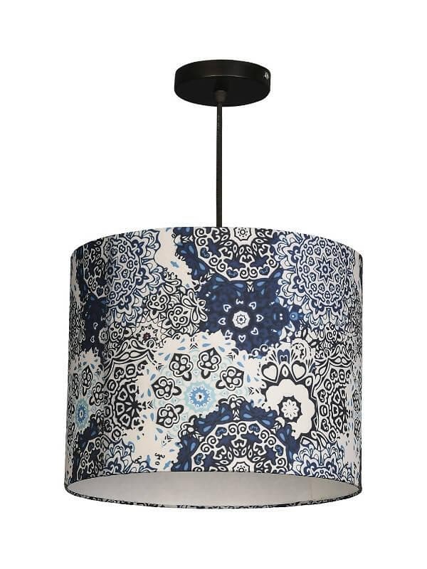 Blue Batik Print Round Hanging Shade - HalfPe