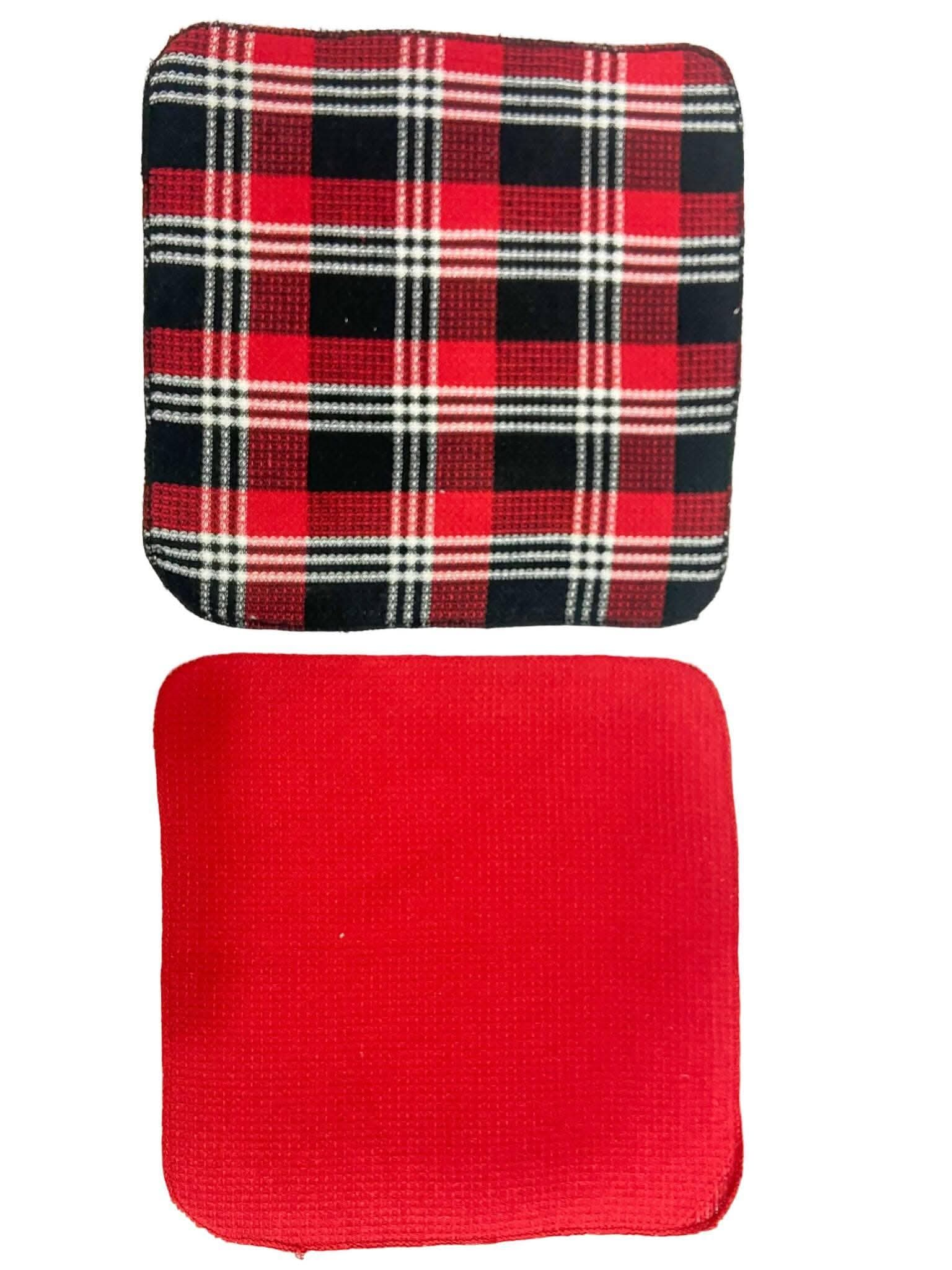 Lushomes Kitchen Cleaning Cloth, Waffle Cotton Dish Machine Washable Towels for Home Use, 5 Pcs Red and Black Checks and 5 Pcs Plain Red Checks Combo, 12x12 Inches, 280 GSM (30x30 Cms, Set of 10) - HalfPe