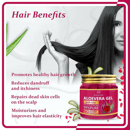 NEWISH Aloe Vera Gel With Pure Natural Rose Fragrance For Hair And Face (200GM) - HalfPe