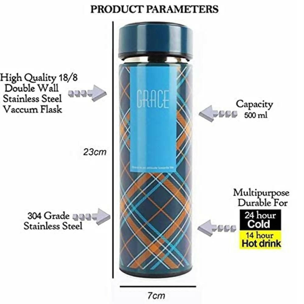 GM Stainless Steel Water Bottle/Double Wall Vacuum Insulated Travel Hot And Cold Water Bottle, Blue, Bottle - HalfPe