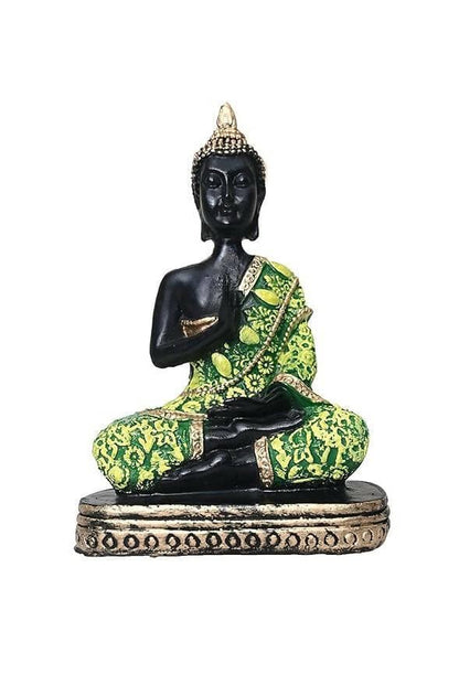 KariGhar Antique Meditating Buddha Statue Idol Perfect for Home | Prayer Room | Living Room | Decoration & Gifting (A0104 (Green)) - HalfPe