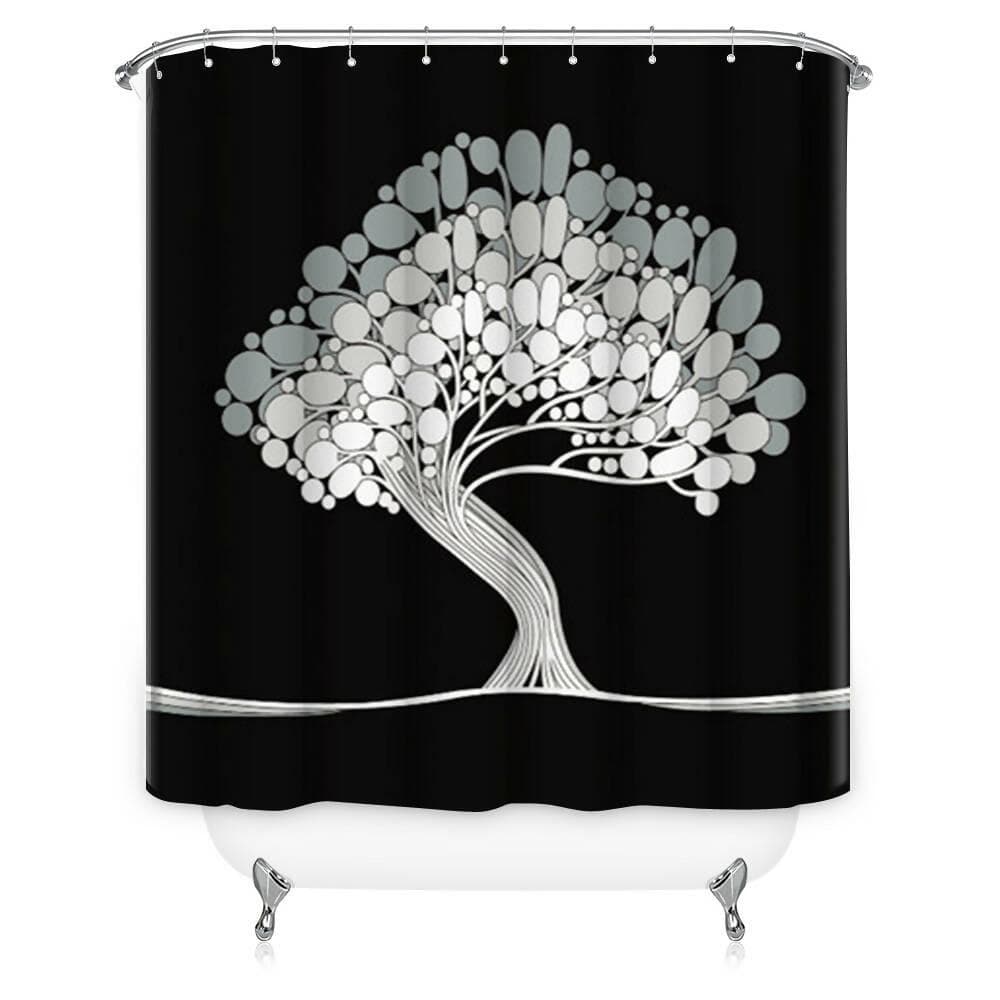 Lushomes shower curtain, Positive Printed, Polyester waterproof 6x6.5 ft with hooks, non-PVC, Non-Plastic, For Washroom, Balcony for Rain, 12 eyelet & 12 Hooks (6 ft W x 6.5 Ft ) - HalfPe