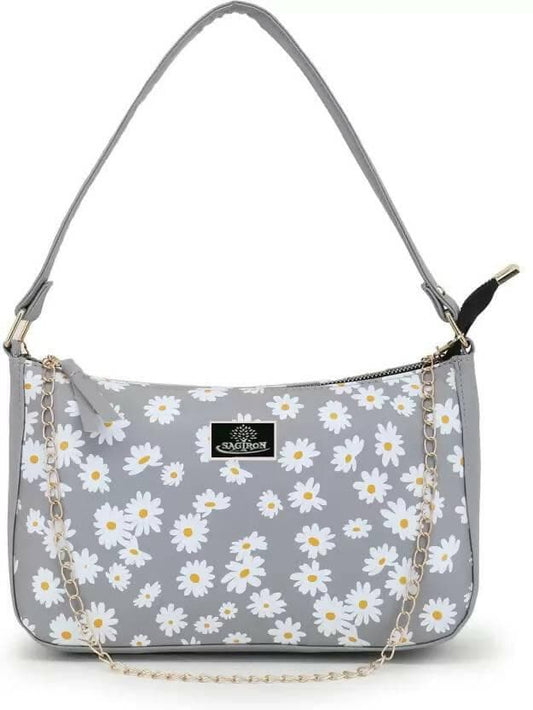 SAGIRON Women Girls Quilted Sling Bag with Gold Chain (Grey) - HalfPe